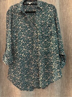Candie's Teal Floral Button-Down Shirt